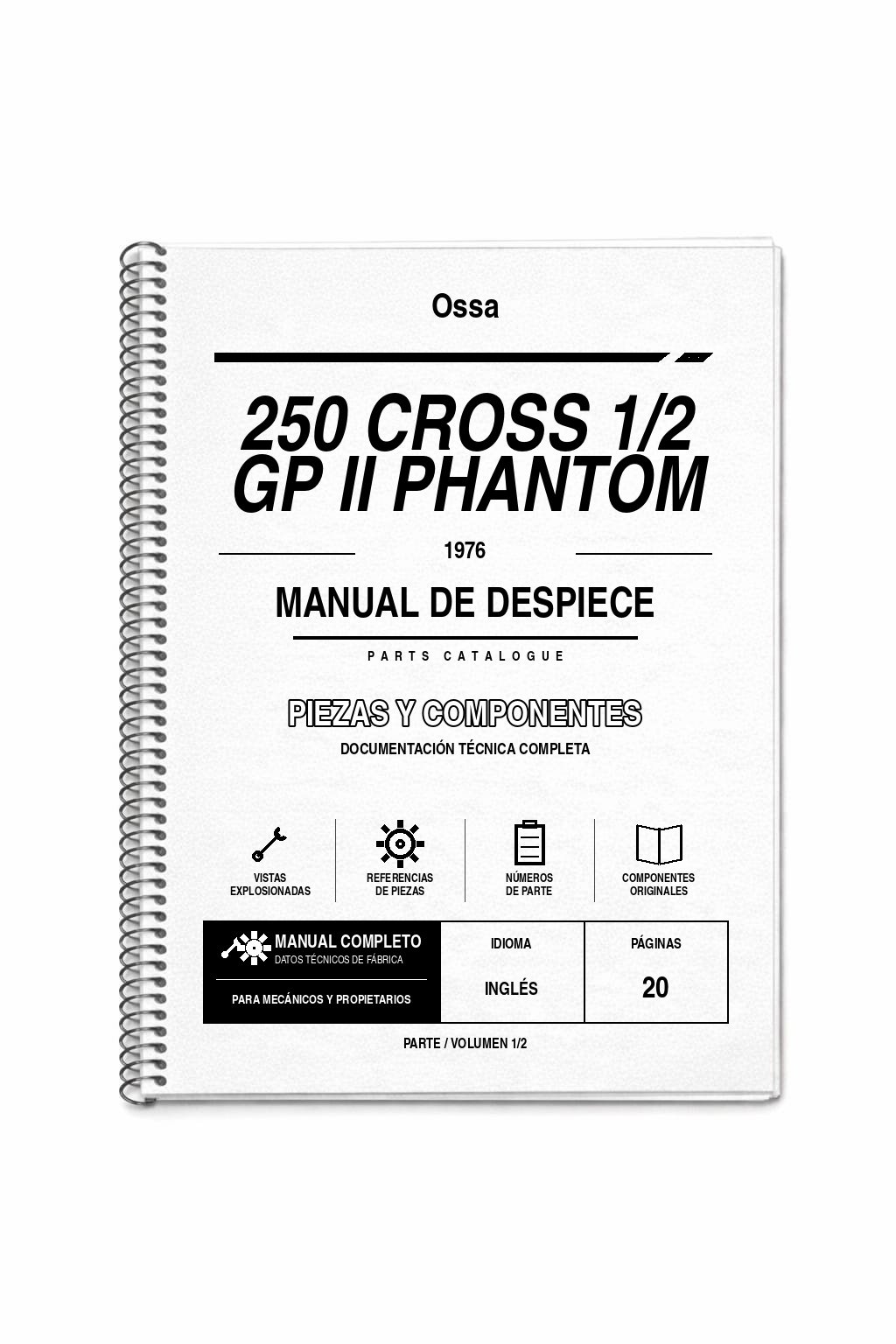 Portada de Despiece Ossa 250 Cross 1/2 GP II Phantom (1976)