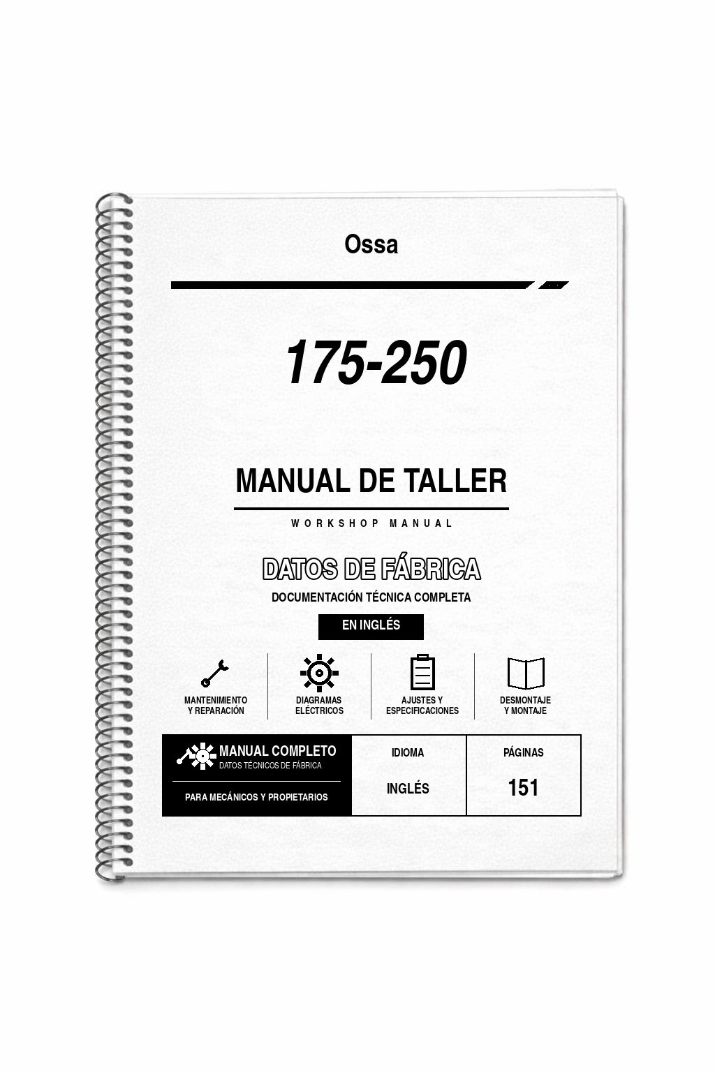 Portada de Manual de Taller Ossa 175-250 (en inglés)