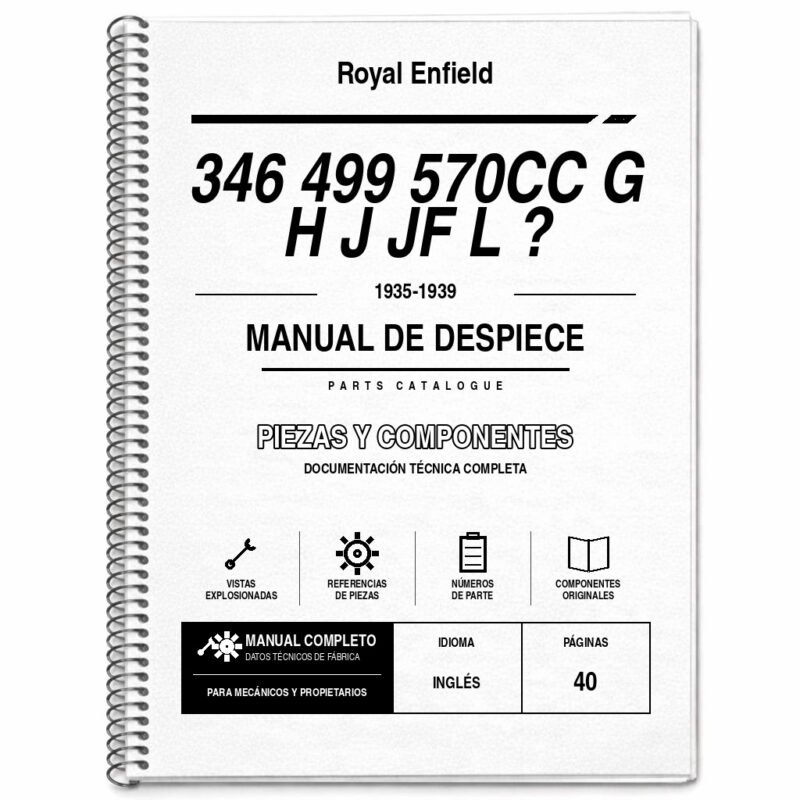 Portada de Despiece Royal Enfield 346 499 570CC G H J JF L ? (1935-1939)