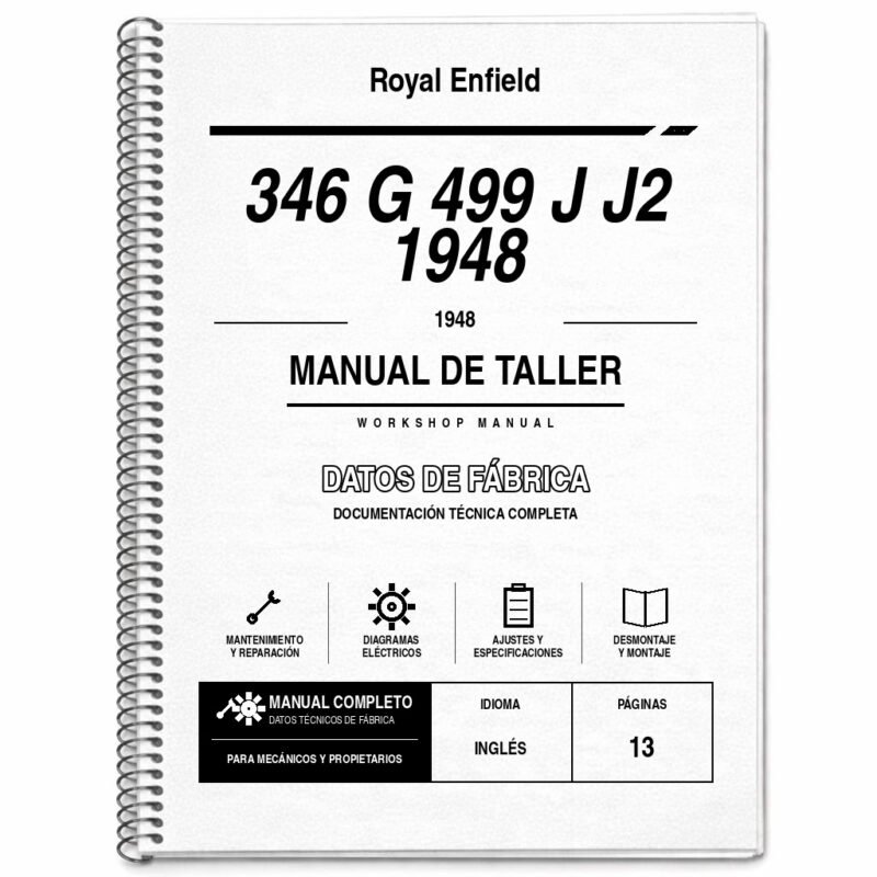 Portada de Manual de Taller Royal Enfield 346 G 499 J J2 1948