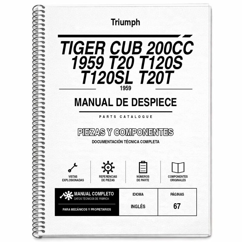 Portada de Despiece Triumph Tiger CUB 200CC 1959 T20 T120S T120SL T20T