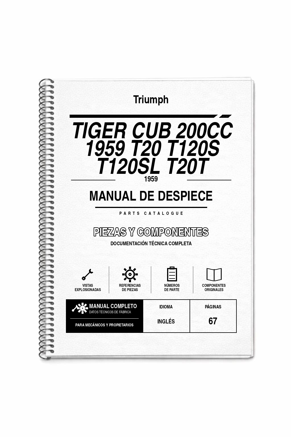 Portada de Despiece Triumph Tiger CUB 200CC 1959 T20 T120S T120SL T20T