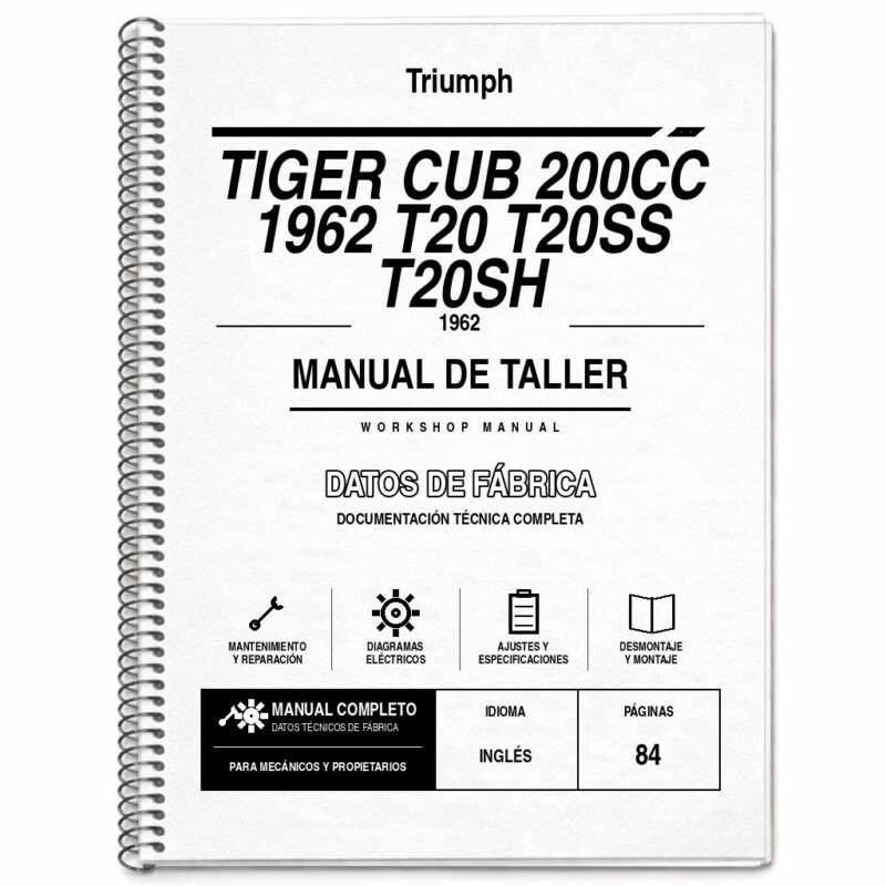 Portada de Manual de Taller Triumph Tiger CUB 200CC 1962 T20 T20SS T20SH