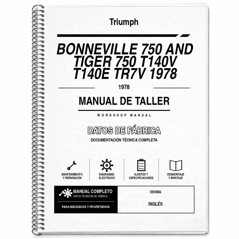 Portada de Manual de Taller Triumph Bonneville 750 and Tiger 750 T140V T140E TR7V 1978