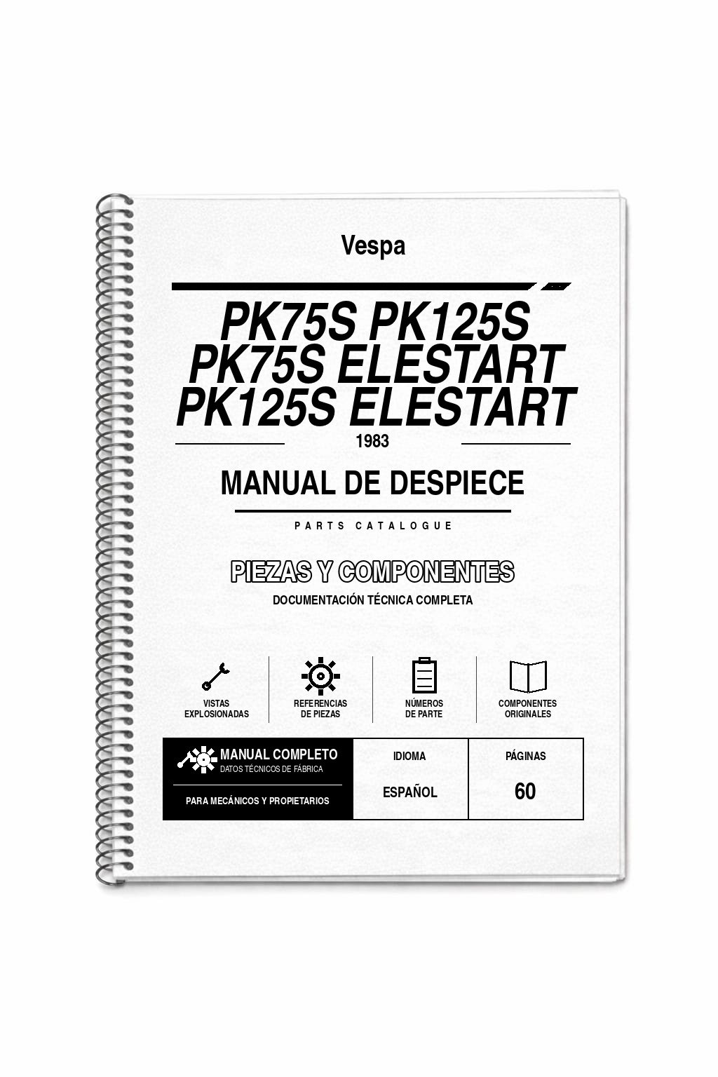 Portada de Despiece Vespa PK75S PK125S PK75S Elestart PK125S Elestart (1983)