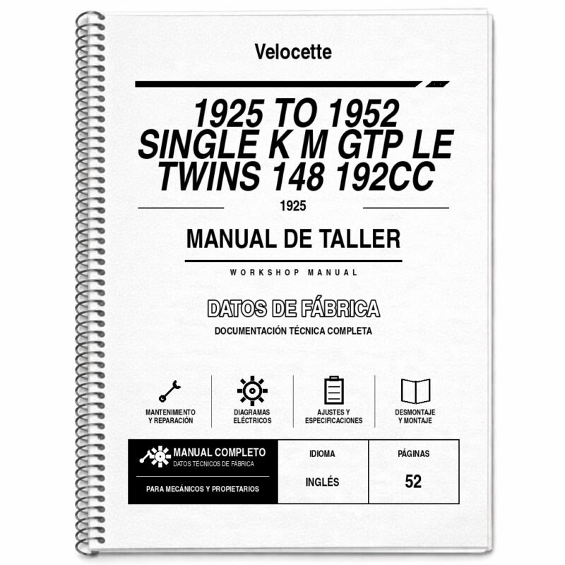 Portada de Manual de Taller Velocette 1925 to 1952 Single K M GTP le Twins 148 192CC
