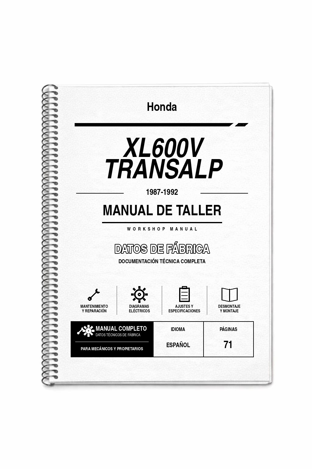 Portada de Manual de Taller Honda XL600V Transalp (1987-1992)