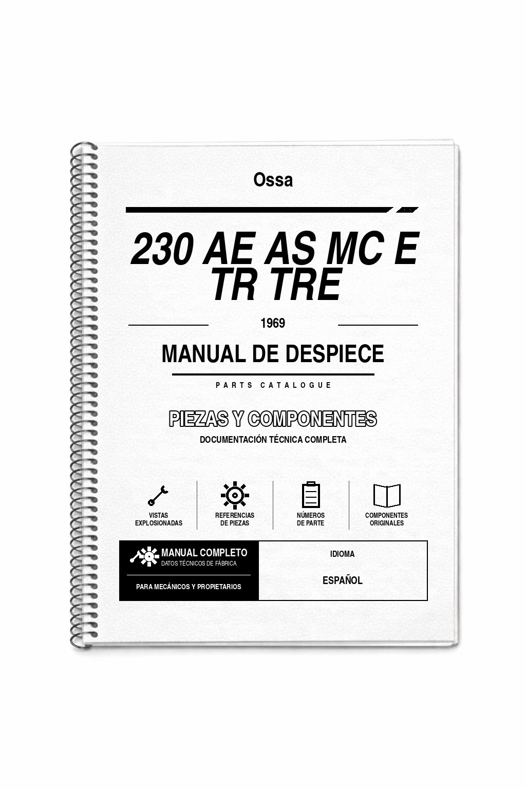 Portada de Despiece Ossa 230 AE AS MC e TR TRE (1969)