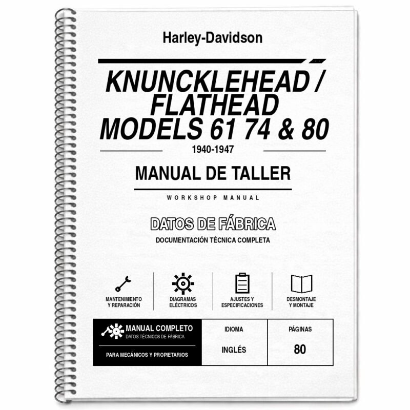 Portada de Manual de Taller Harley-Davidson Knuncklehead / Flathead Models 61 74 & 80 (1940-1947)