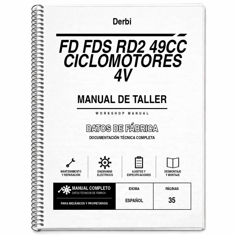 Portada de Manual de Taller Derbi FD FDS RD2 49CC Ciclomotores 4V