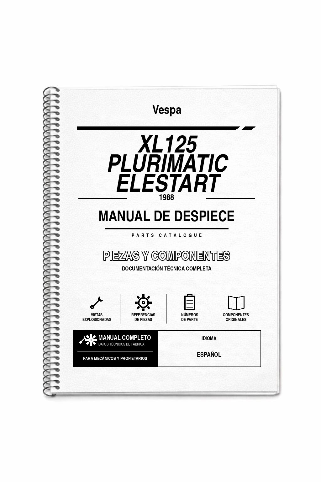 Portada de Despiece Vespa XL125 Plurimatic Elestart (1988)