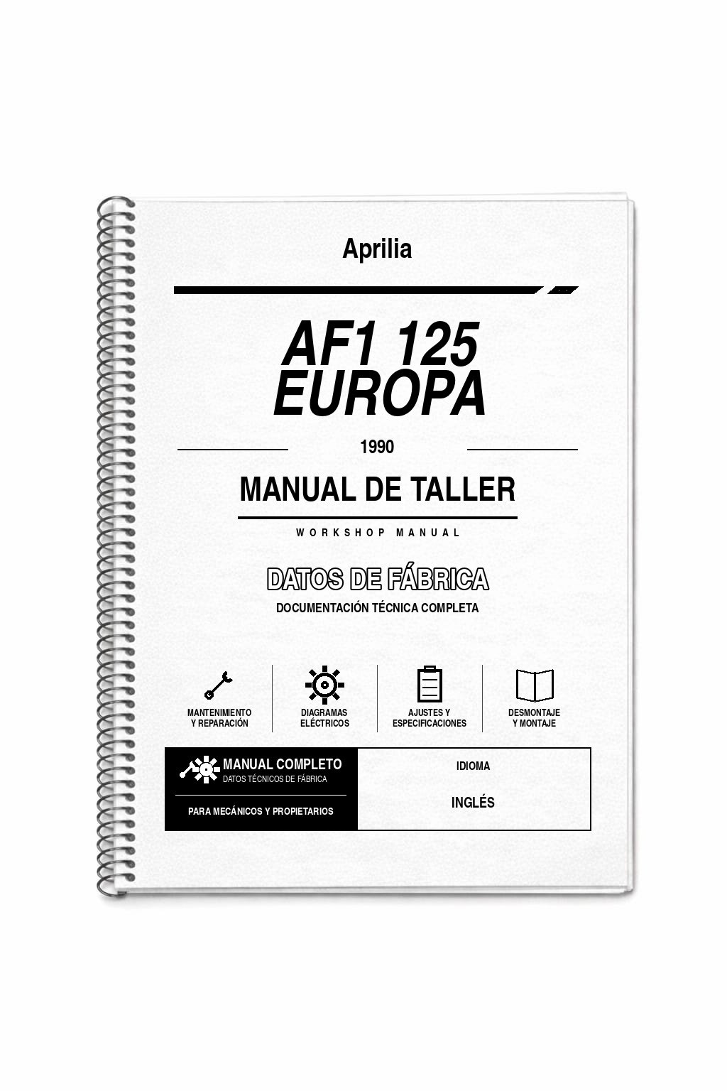 Portada de Manual de Taller Aprilia AF1 125 Europa (1990)