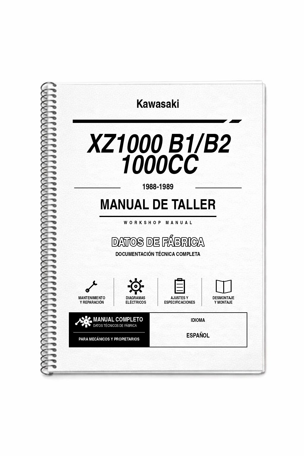 Portada de Manual de Taller Kawasaki XZ1000 B1/B2 1000CC (1988-1989)
