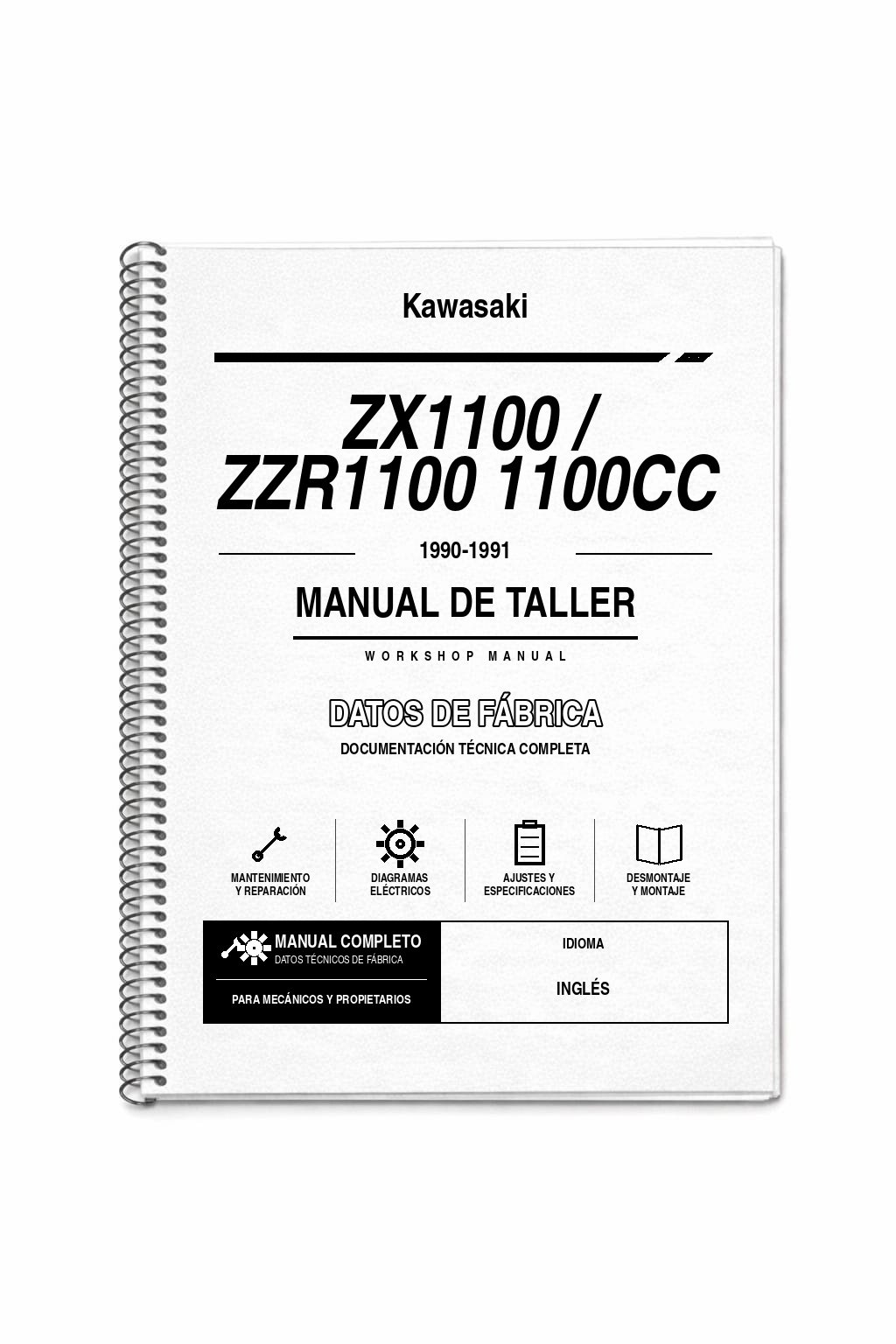 Portada de Manual de Taller Kawasaki ZX1100 / ZZR1100 1100CC (1990-1991)