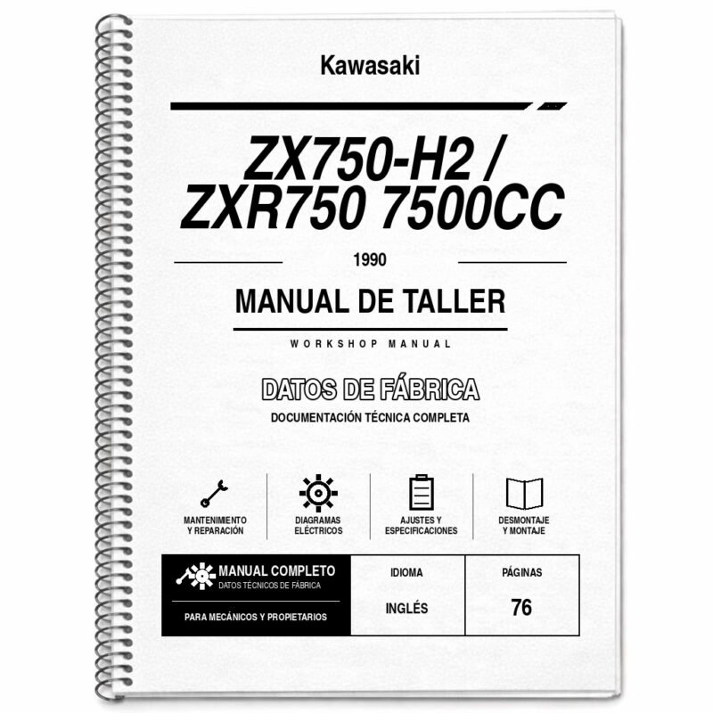 Portada de Manual de Taller Kawasaki ZX750-H2 / ZXR750 7500CC (1990)