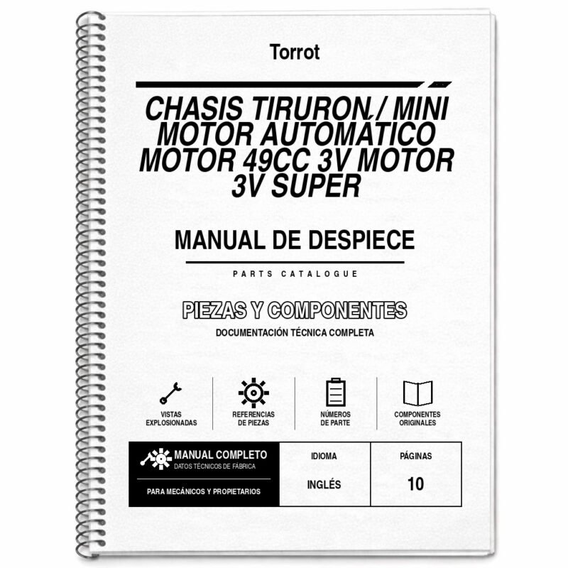 Portada de Despiece Torrot Chasis Tiruron / Mini Motor Automático Motor 49CC 3V Motor 3V Super