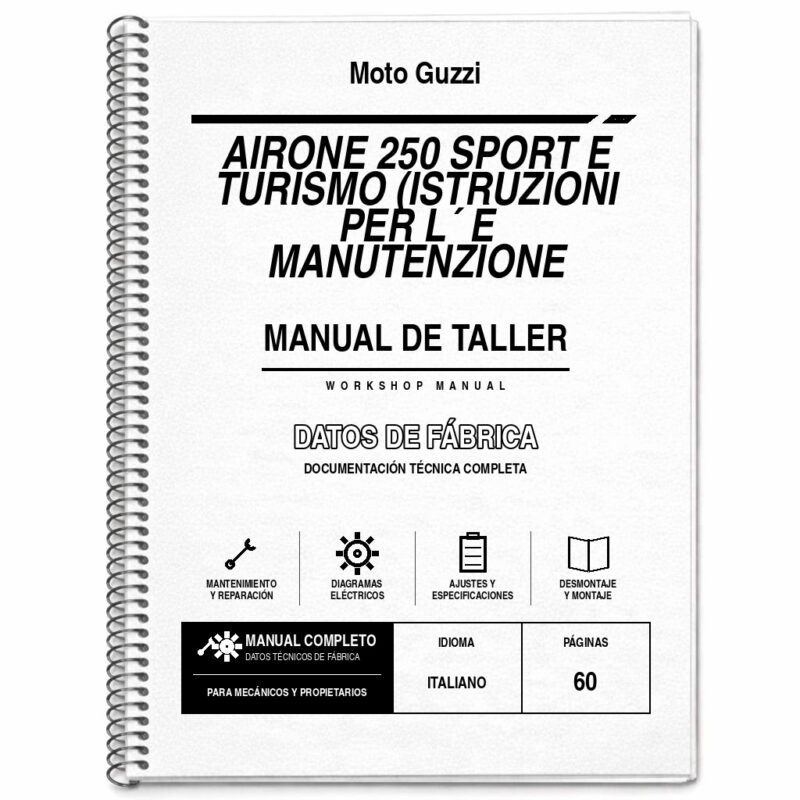 Portada de Manual de Taller Moto Guzzi Airone 250 Sport e Turismo (istruzioni PER L´ e Manutenzione