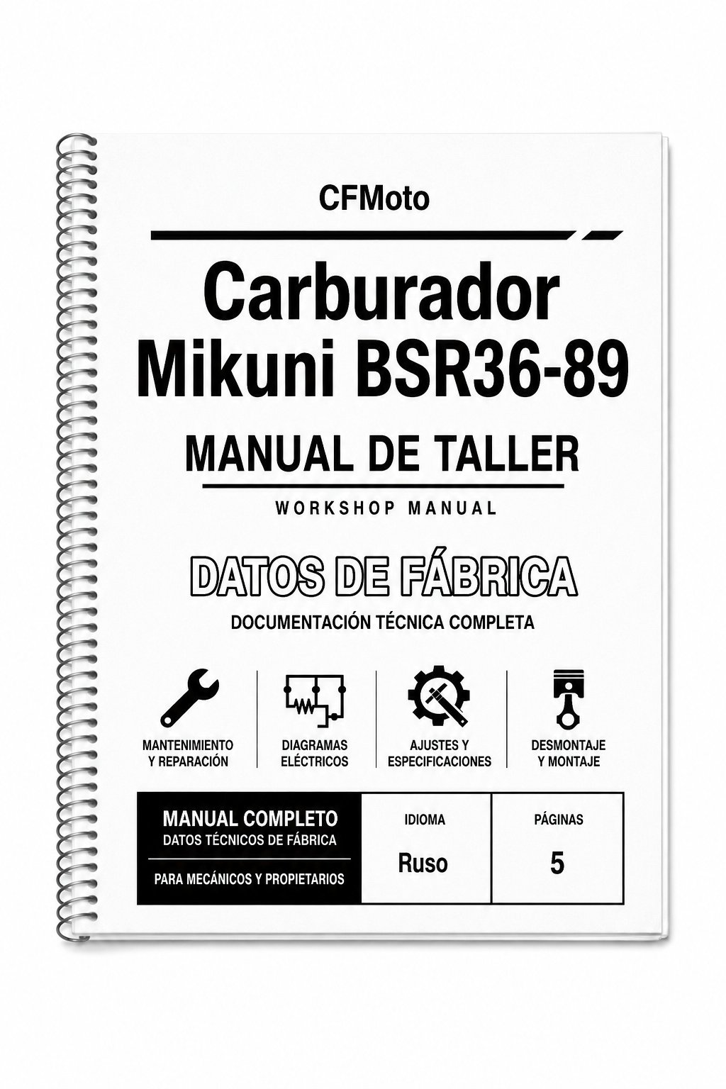 Portada de Manual de Taller CFMoto Carburador Mikuni BSR36-89
