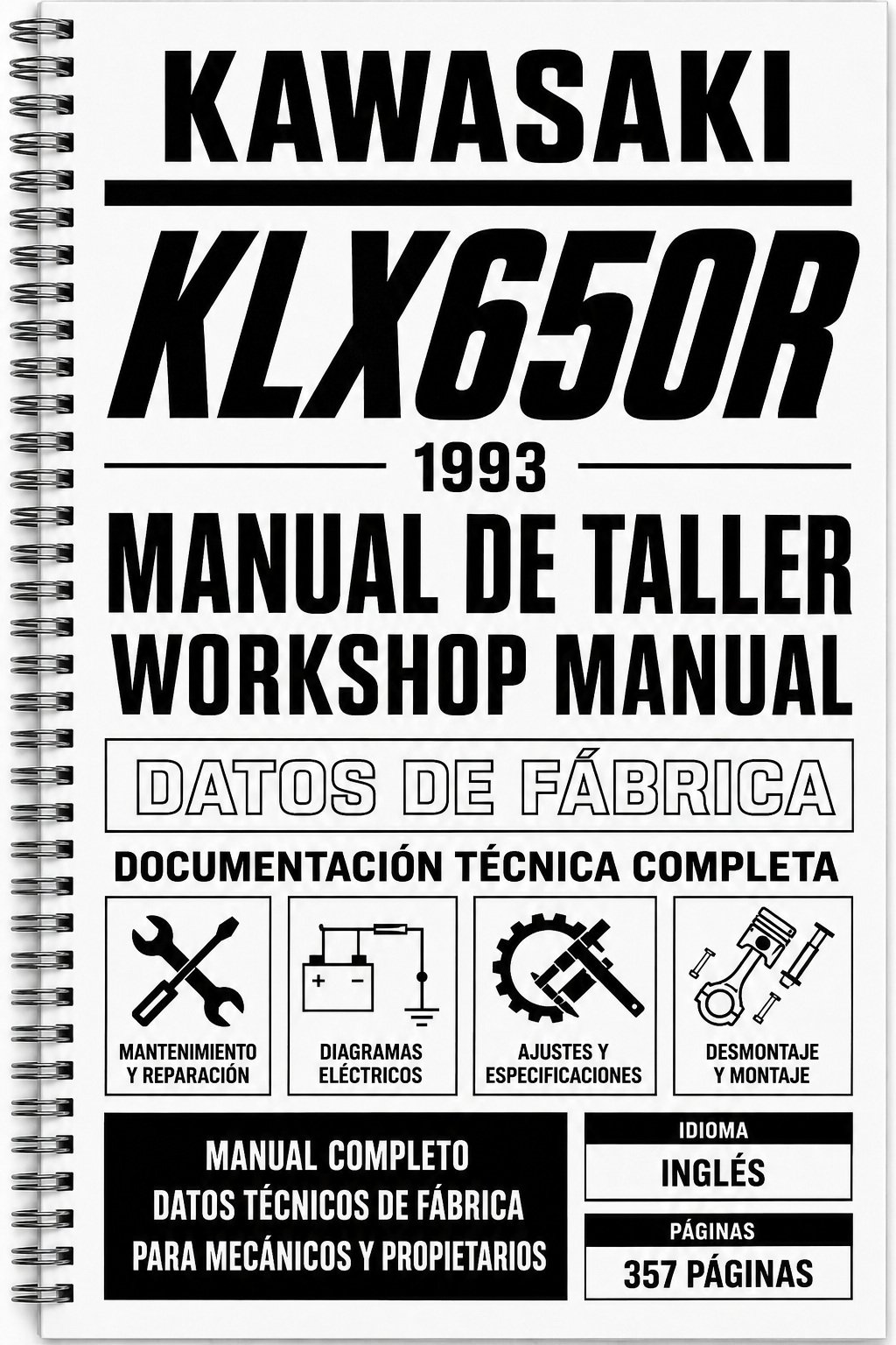 Manual de Taller Kawasaki KLX650R (1993) (Inglés)