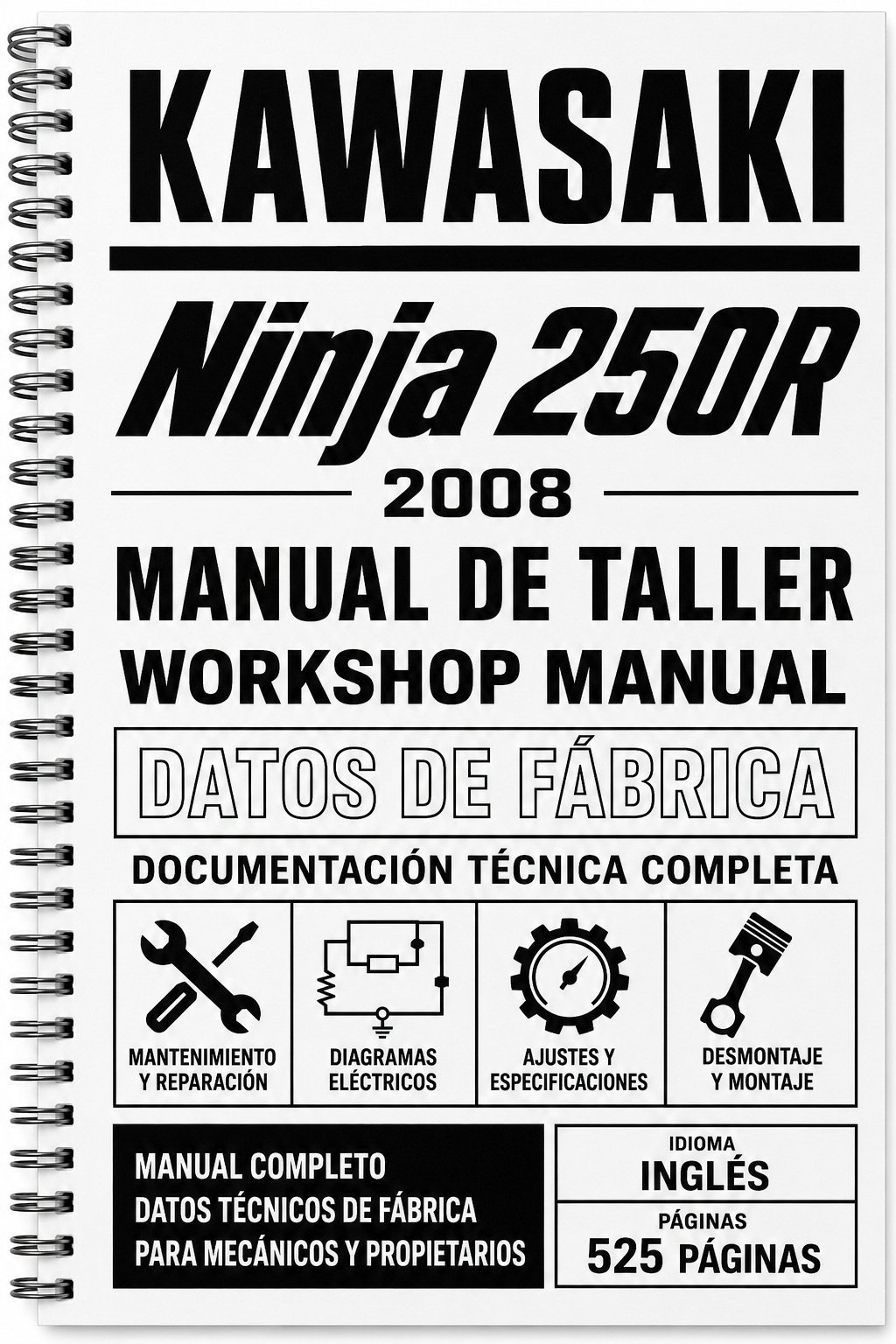 Manual de Taller Kawasaki Ninja 250R (2008) (Inglés)