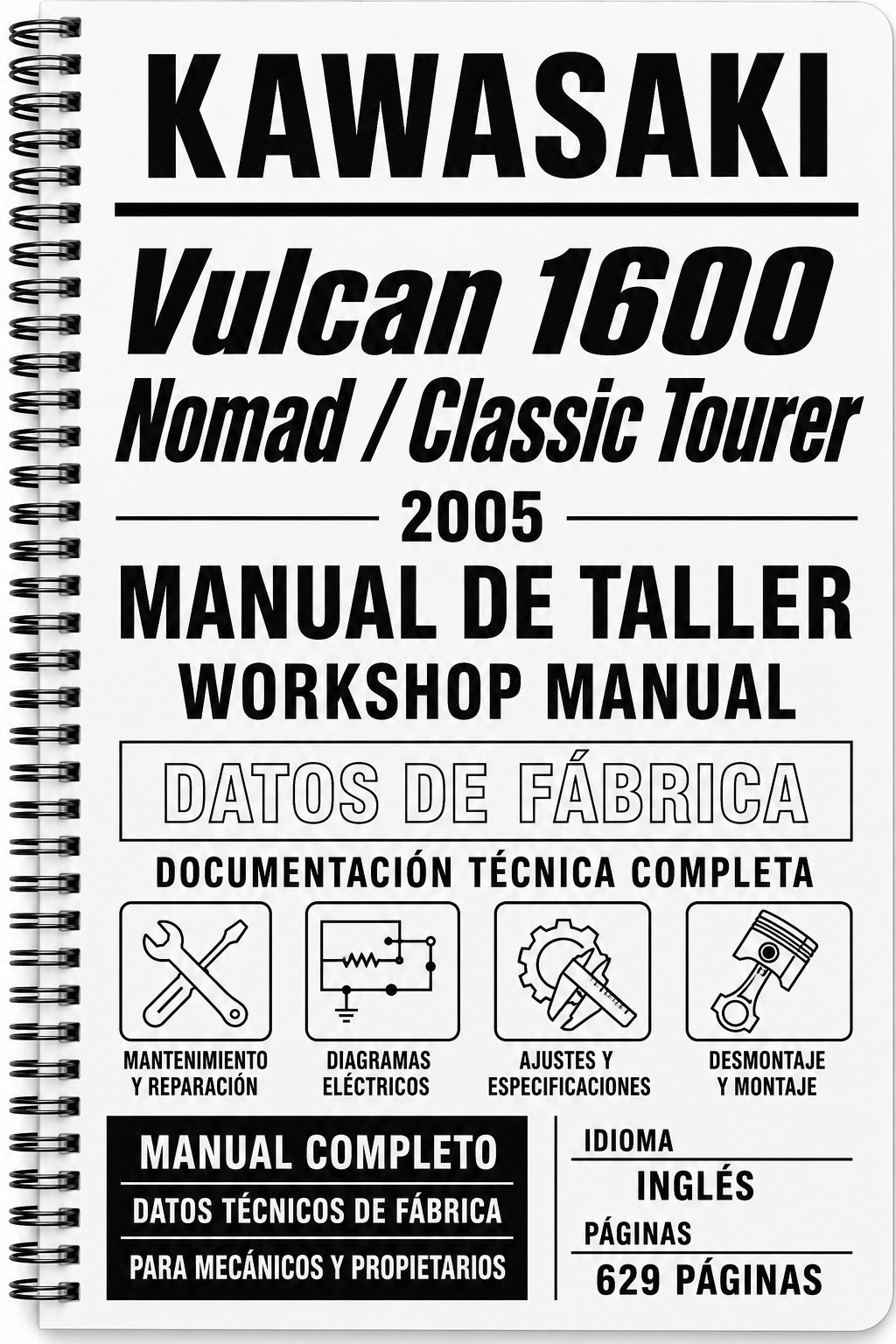 Manual de Taller Kawasaki Vulcan 1600 Nomad / Classic Tourer (2005) (Inglés)