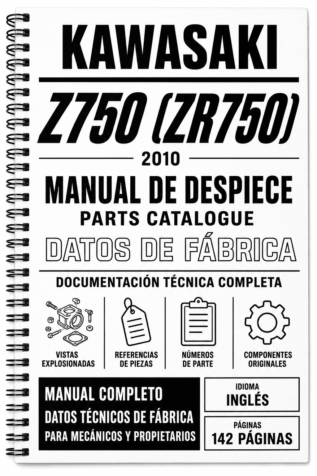 Manual de Despiece Kawasaki Z750 (ZR750) (2010) (Inglés)