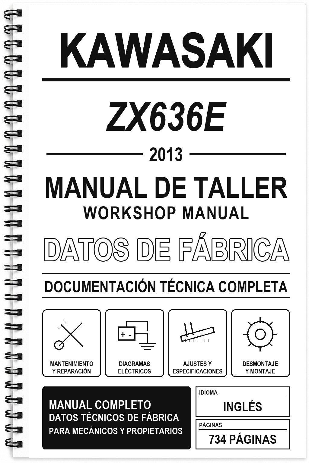 Manual de Taller Kawasaki ZX636E (2013) (Inglés)