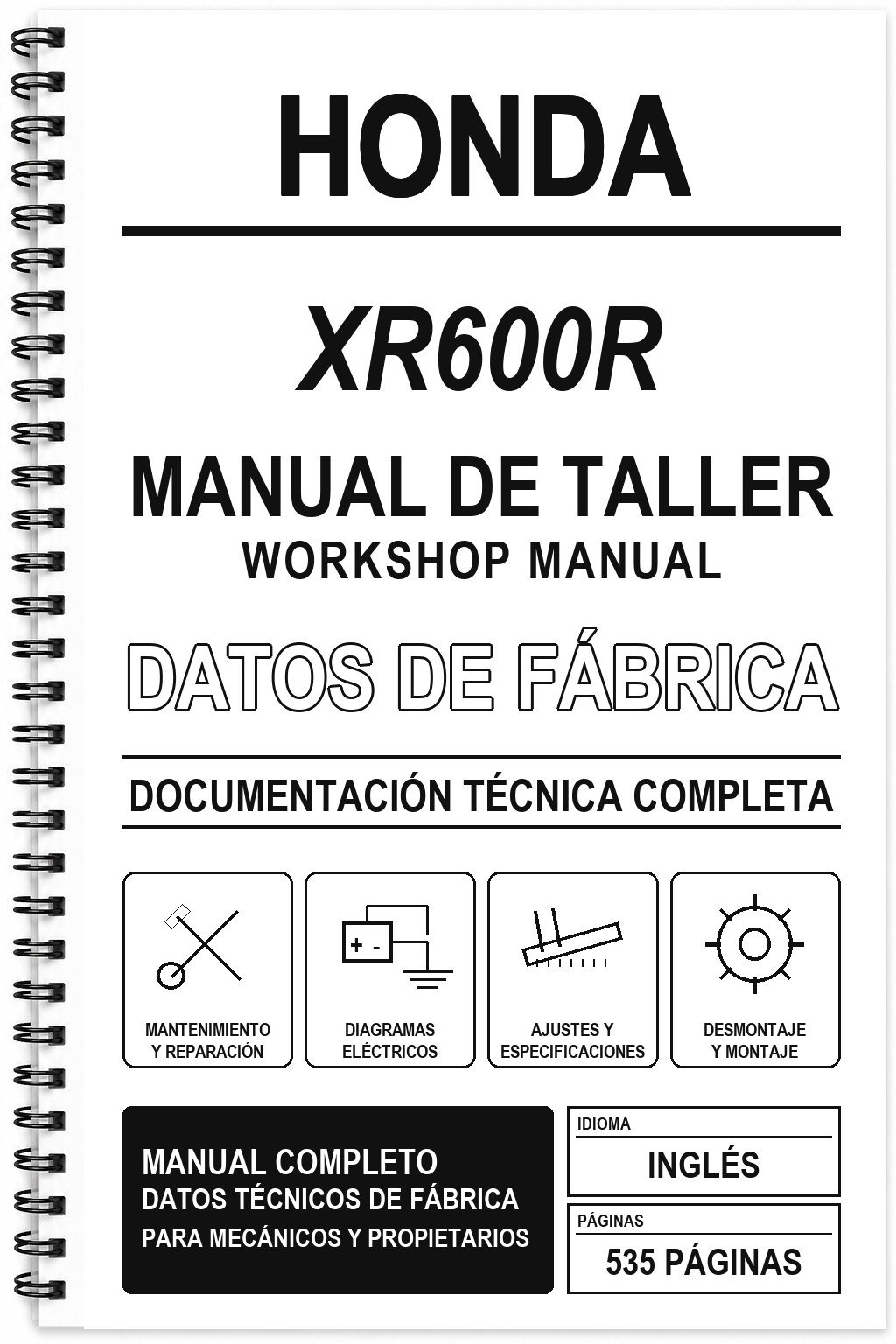 Manual de Taller Honda XR600R (Inglés)