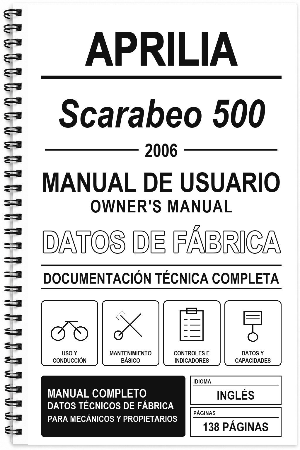 Manual de Usuario Aprilia Scarabeo 500 (2006) (Inglés)