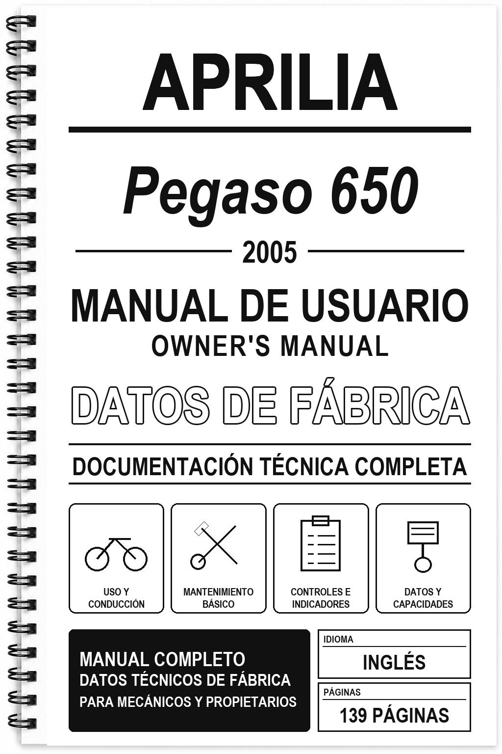 Manual de Usuario Aprilia Pegaso 650 (2005) (Inglés)