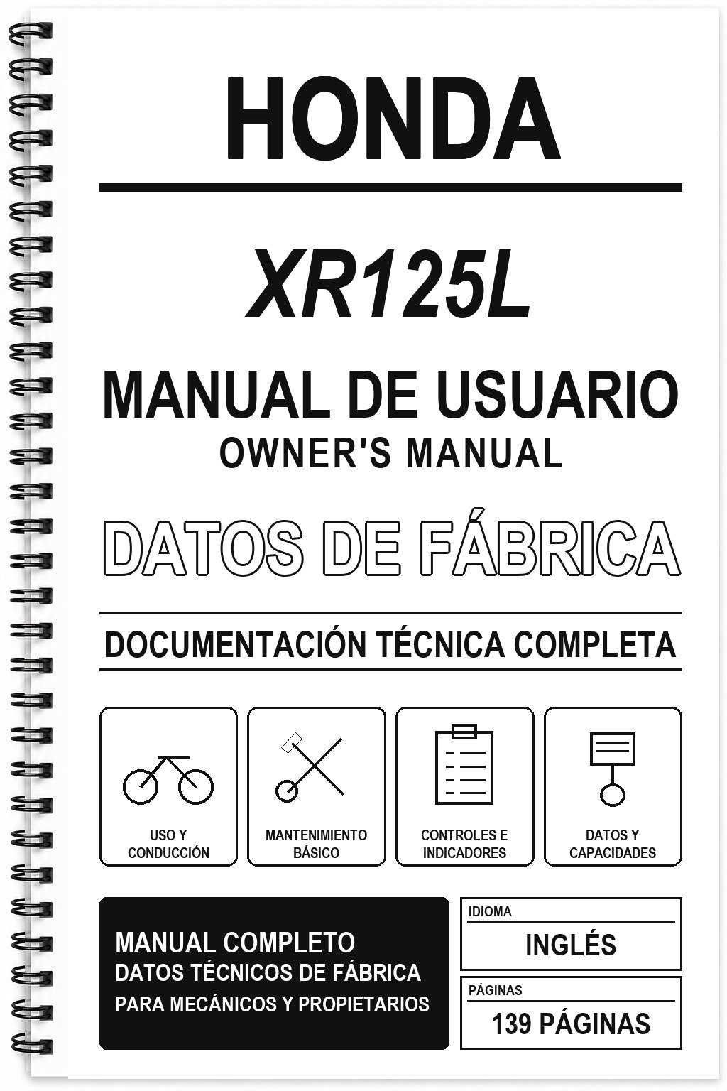 Manual de Usuario Honda XR125L (Inglés)