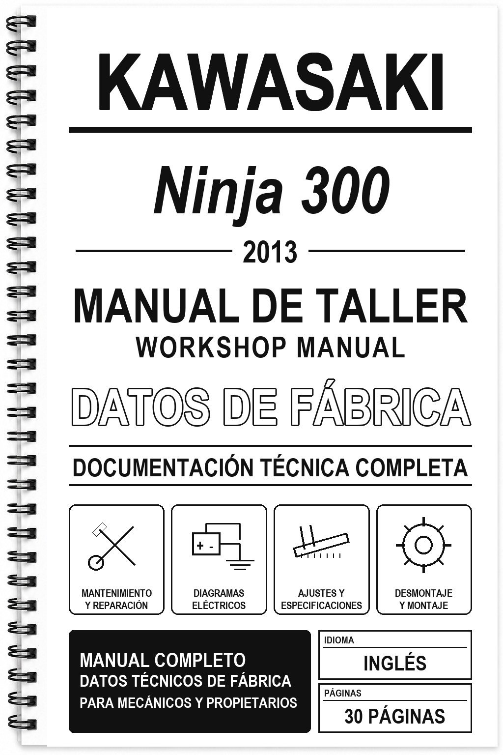 Manual de Taller Kawasaki Ninja 300 (2013) (Inglés)