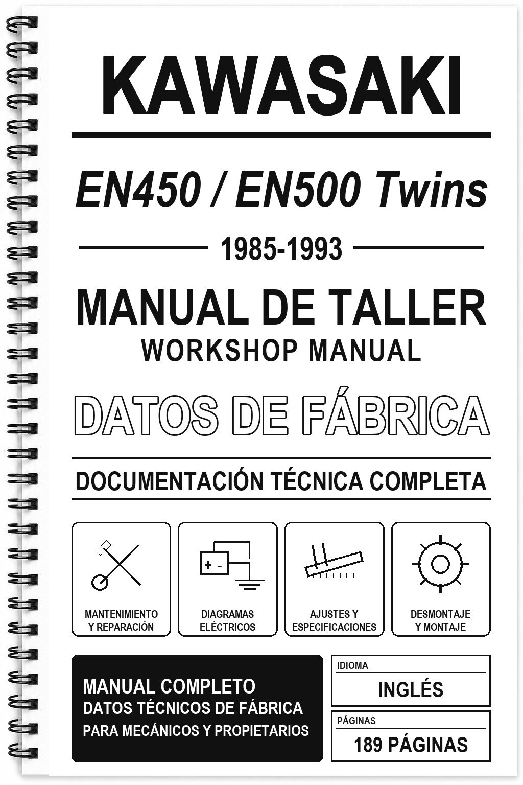 Manual de Taller Kawasaki EN450 / EN500 Twins (1985-1993) (Inglés)