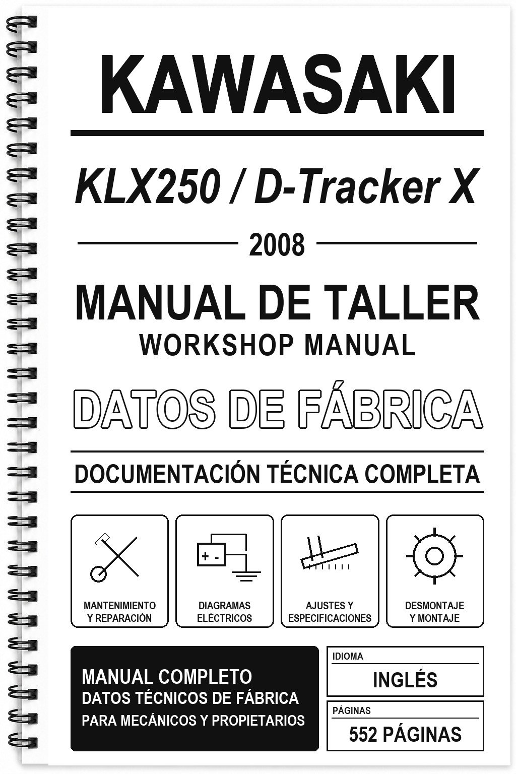Manual de Taller Kawasaki KLX250 / D-Tracker X (2008) (Inglés)
