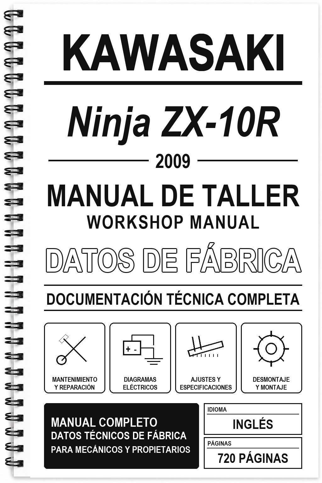 Manual de Taller Kawasaki Ninja ZX-10R (2009) (Inglés)