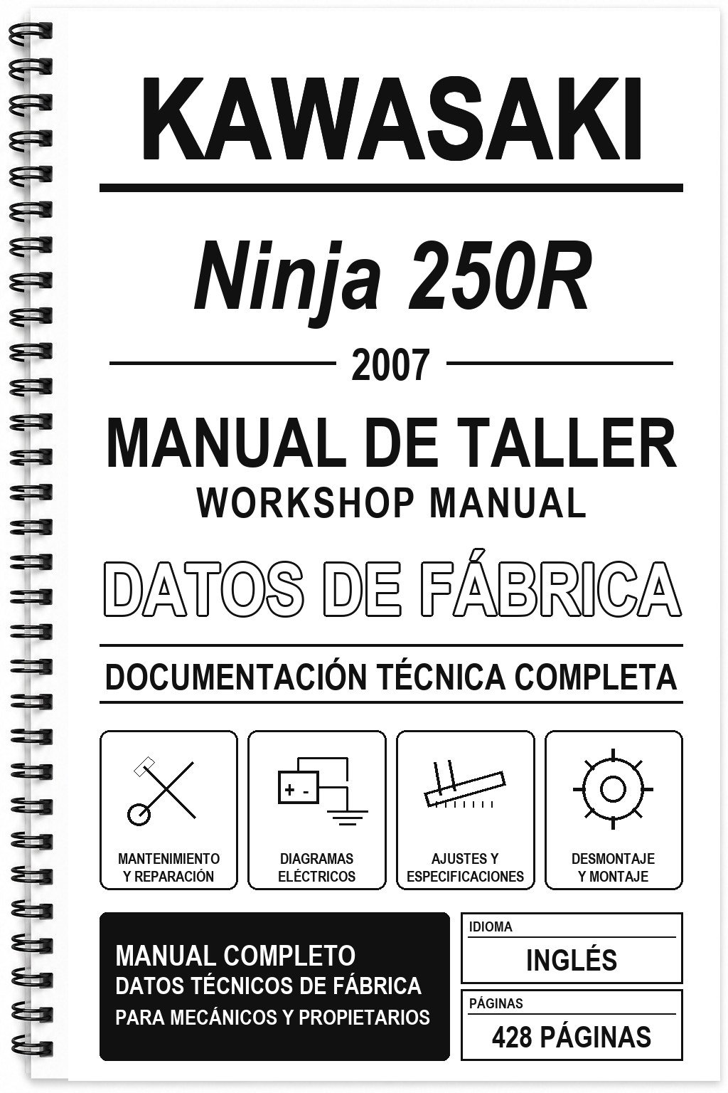 Manual de Taller Kawasaki Ninja 250R (2007) (Inglés)