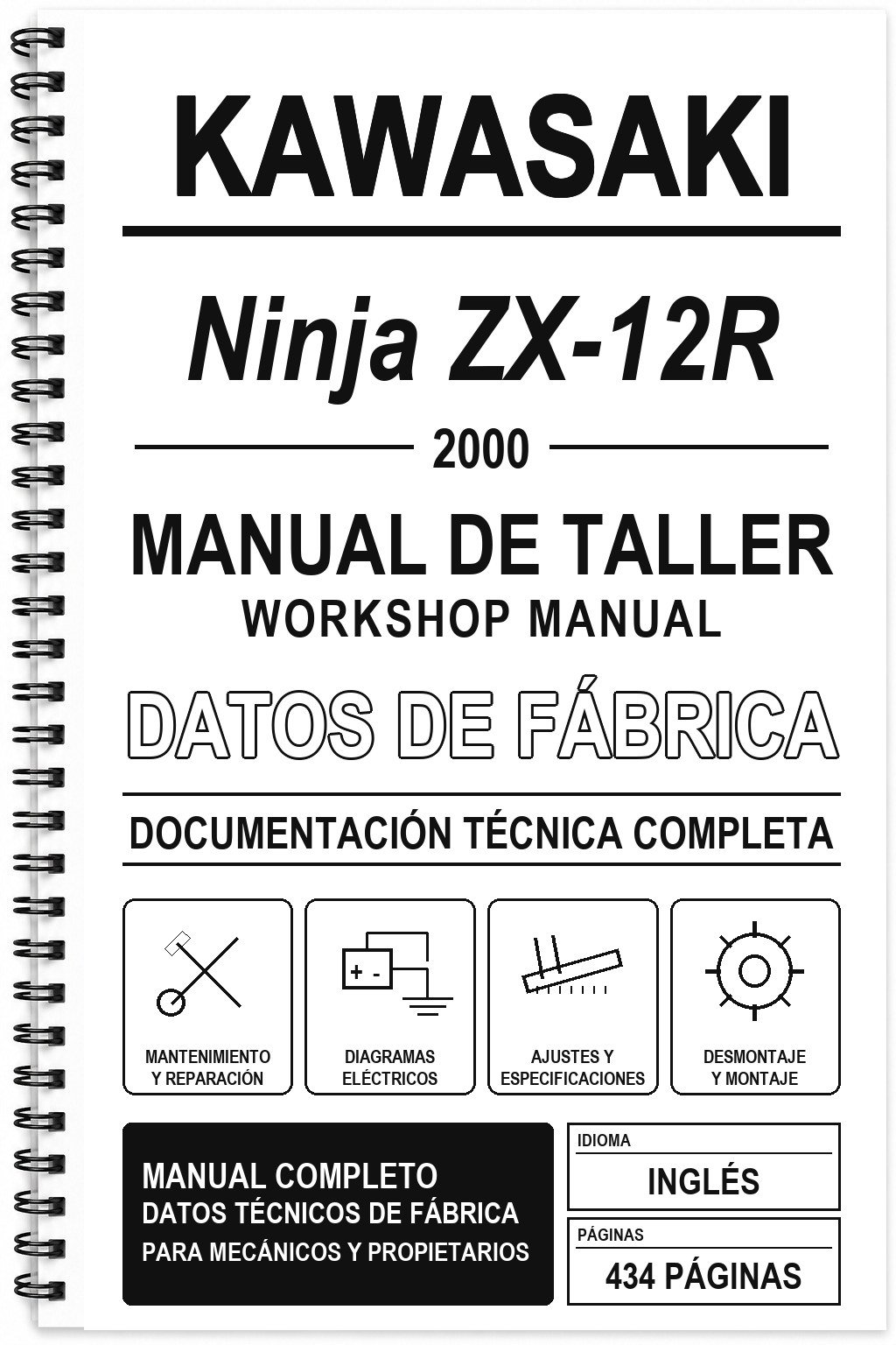 Manual de Taller Kawasaki Ninja ZX-12R (2000) (Inglés)