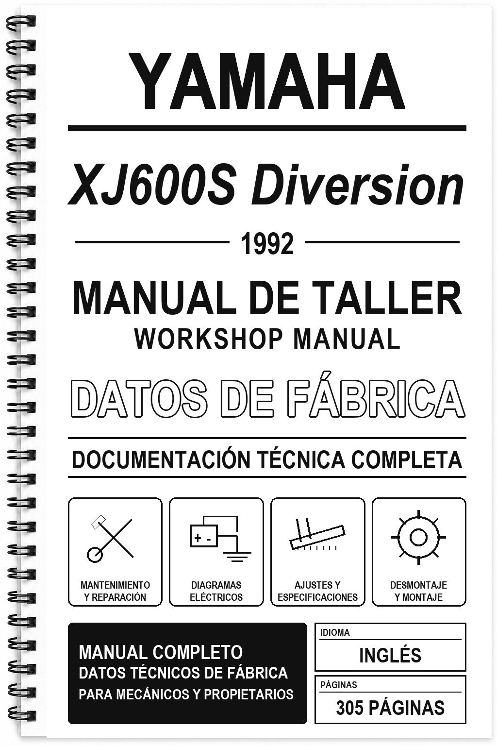 Manual de Taller Yamaha XJ600S Diversion (1992) (Inglés)