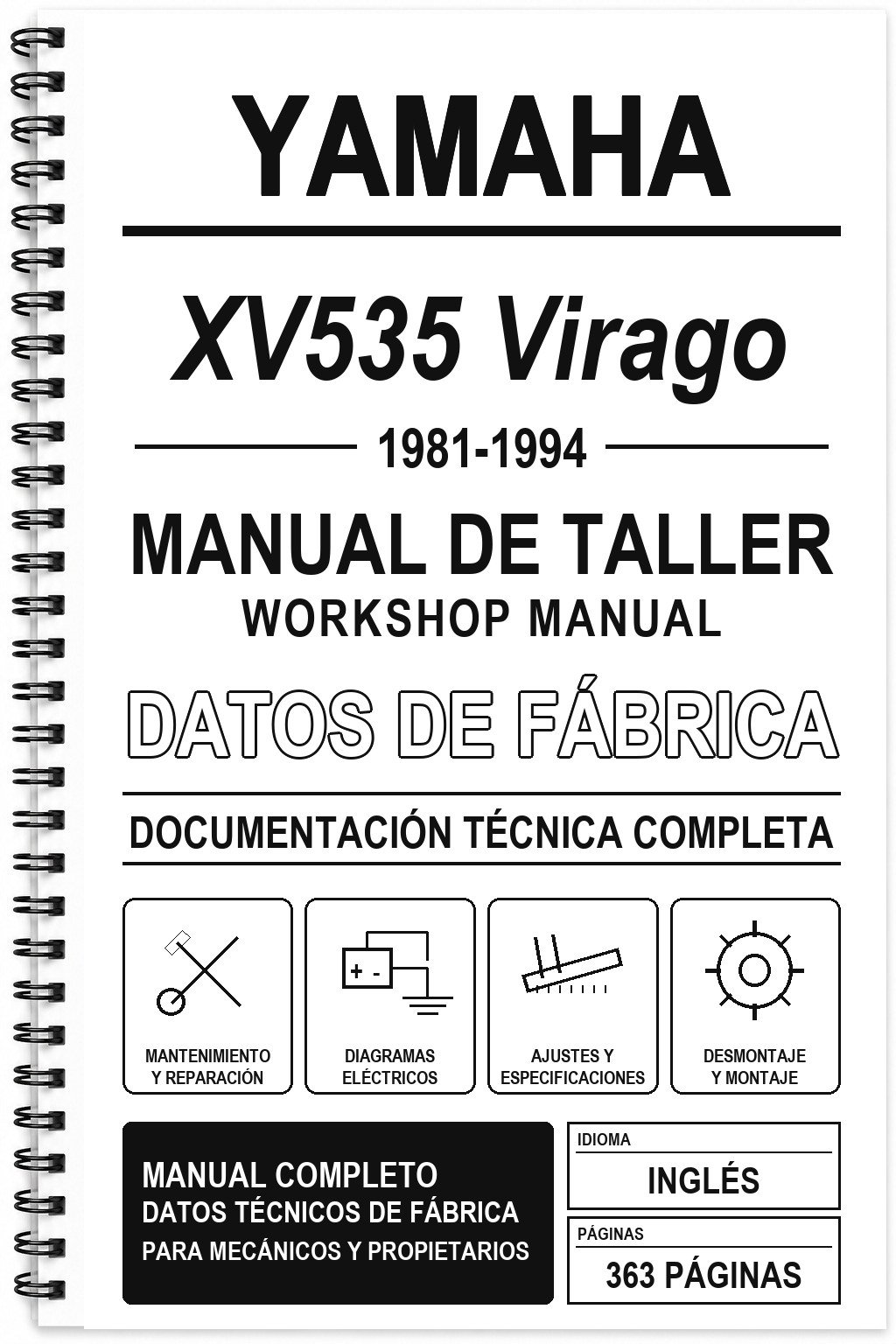 Manual de Taller Yamaha XV535 Virago (1981-1994) (Inglés)