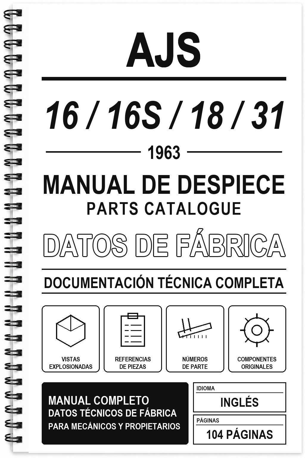Manual de Despiece AJS 16 / 16S / 18 / 31 (1963) (Inglés)