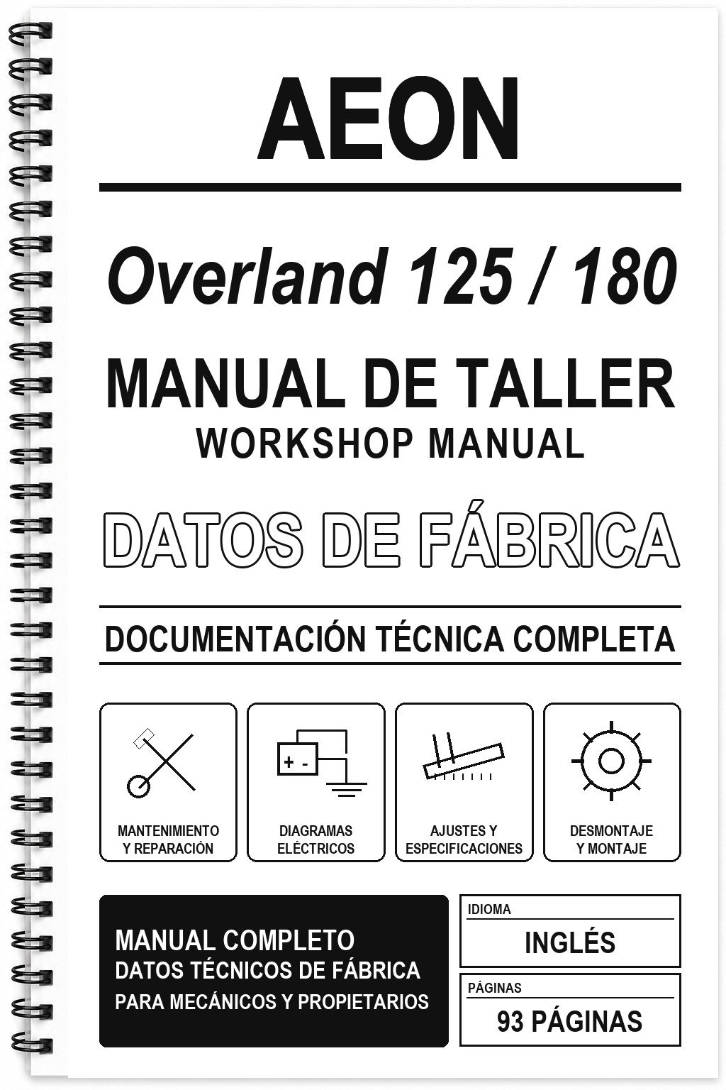 Manual de Taller Aeon Overland 125 / 180 (Inglés)