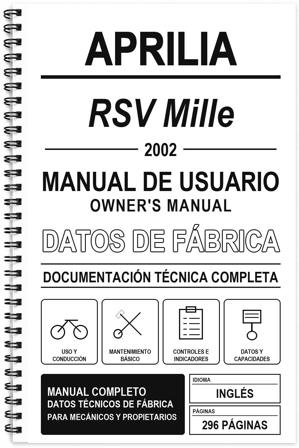 Manual de Usuario Aprilia RSV Mille (2002) (Inglés)