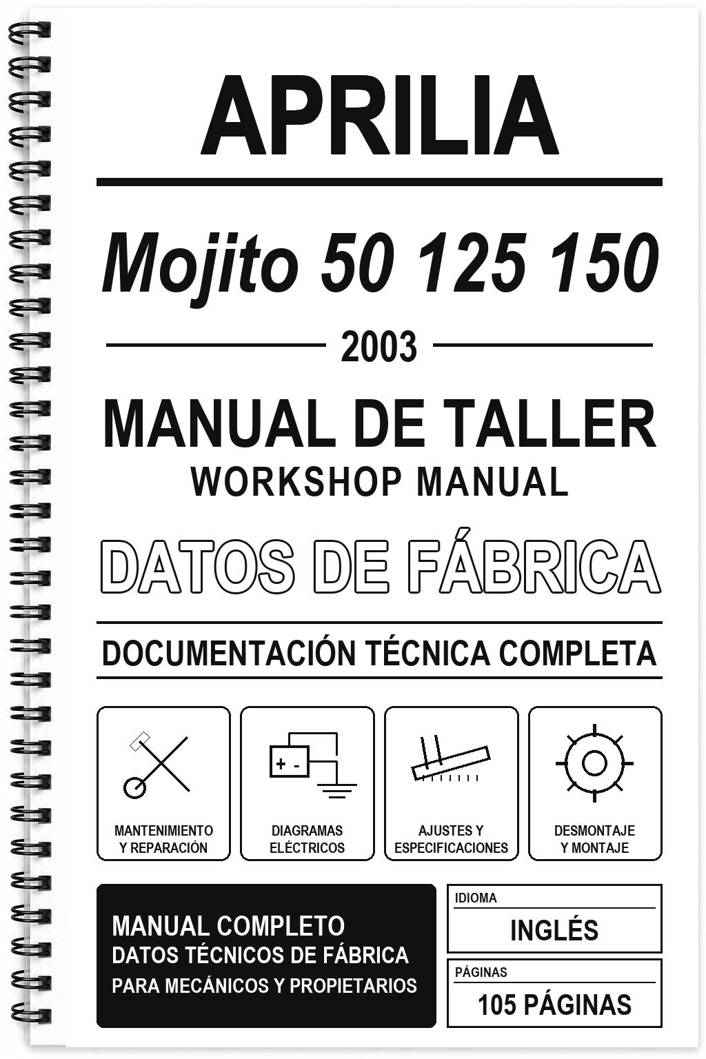 Manual de Taller Aprilia Mojito 50 125 150 (2003) (Inglés)