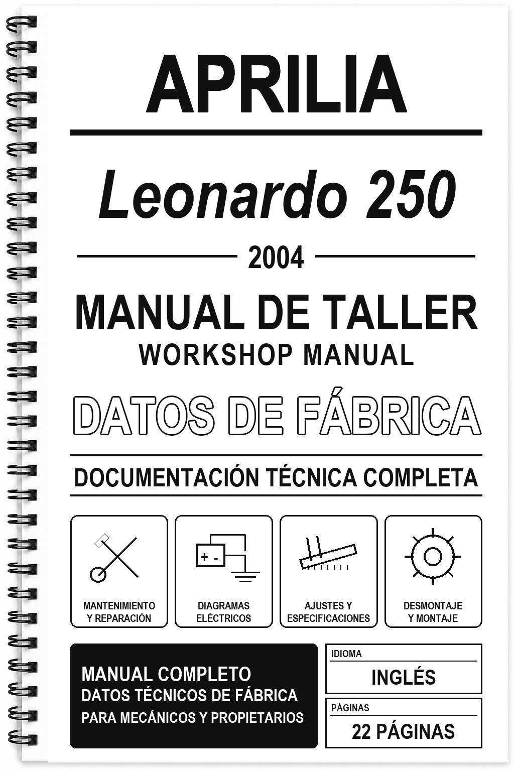 Manual de Taller Aprilia Leonardo 250 (2004) (Inglés)