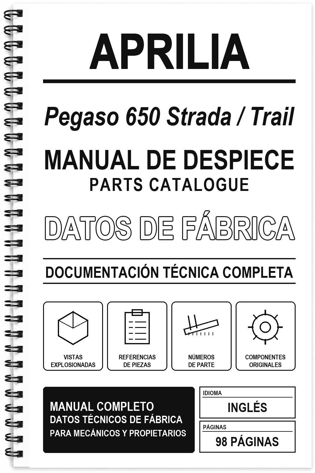 Manual de Despiece Aprilia Pegaso 650 Strada / Trail (Inglés)