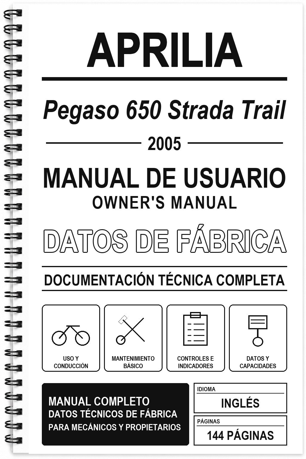Manual de Usuario Aprilia Pegaso 650 Strada Trail (2005) (Inglés)
