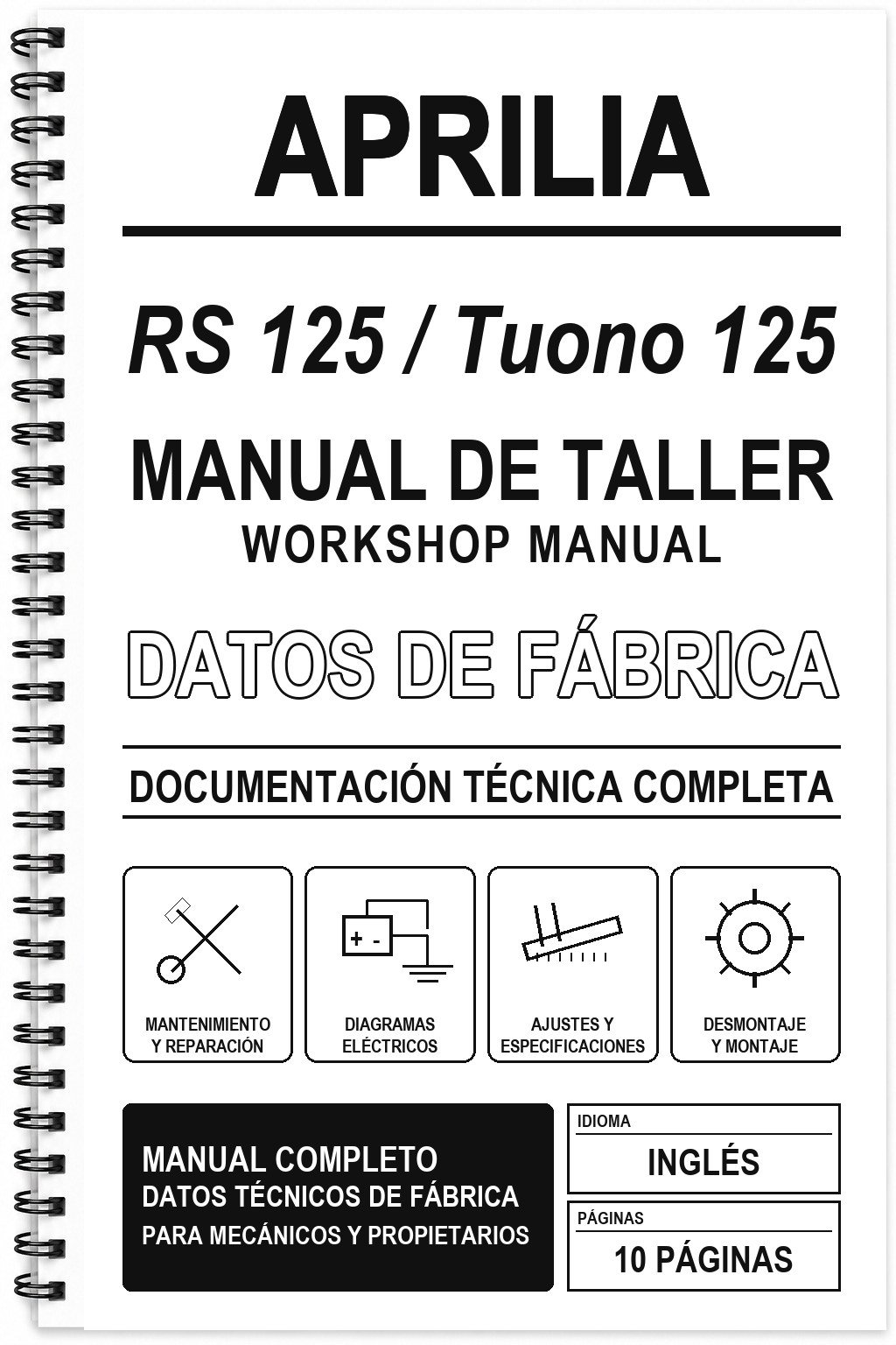 Manual de Taller Aprilia RS 125 / Tuono 125 (Inglés)
