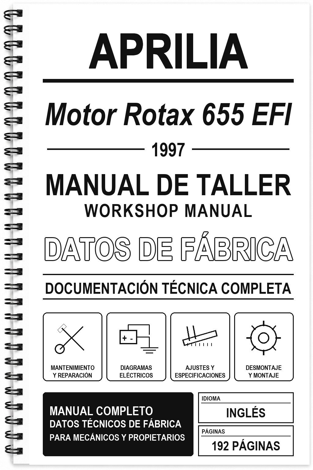 Manual de Taller Aprilia Motor Rotax 655 EFI (1997) (Inglés)