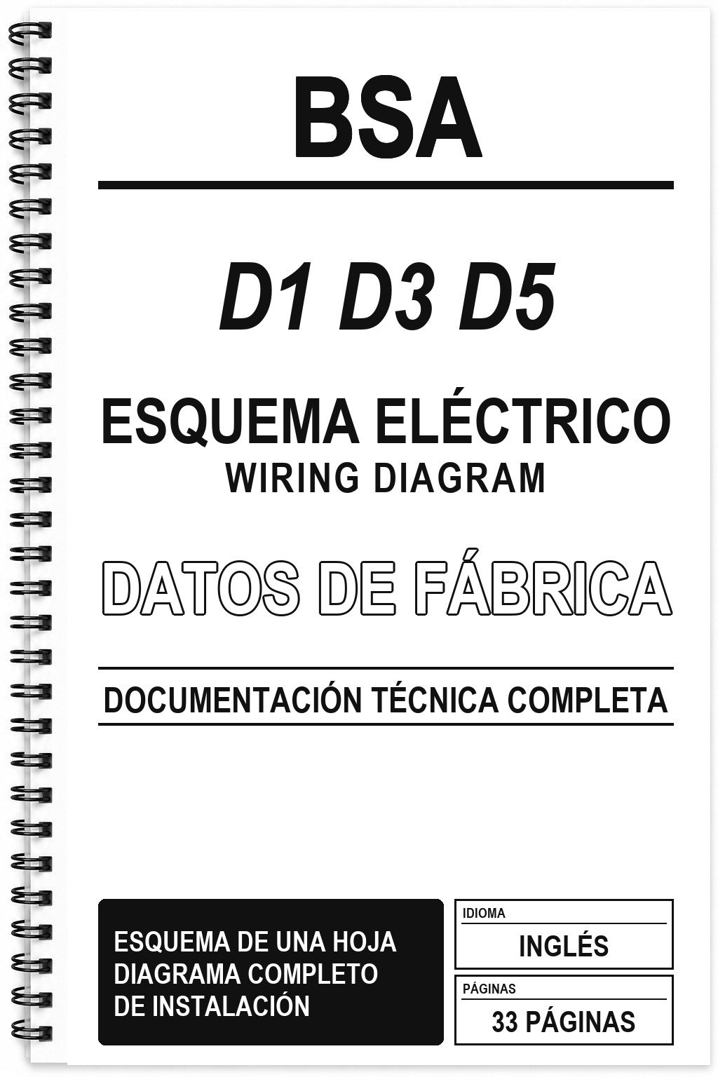 Esquema Eléctrico BSA D1 D3 D5 (Inglés)