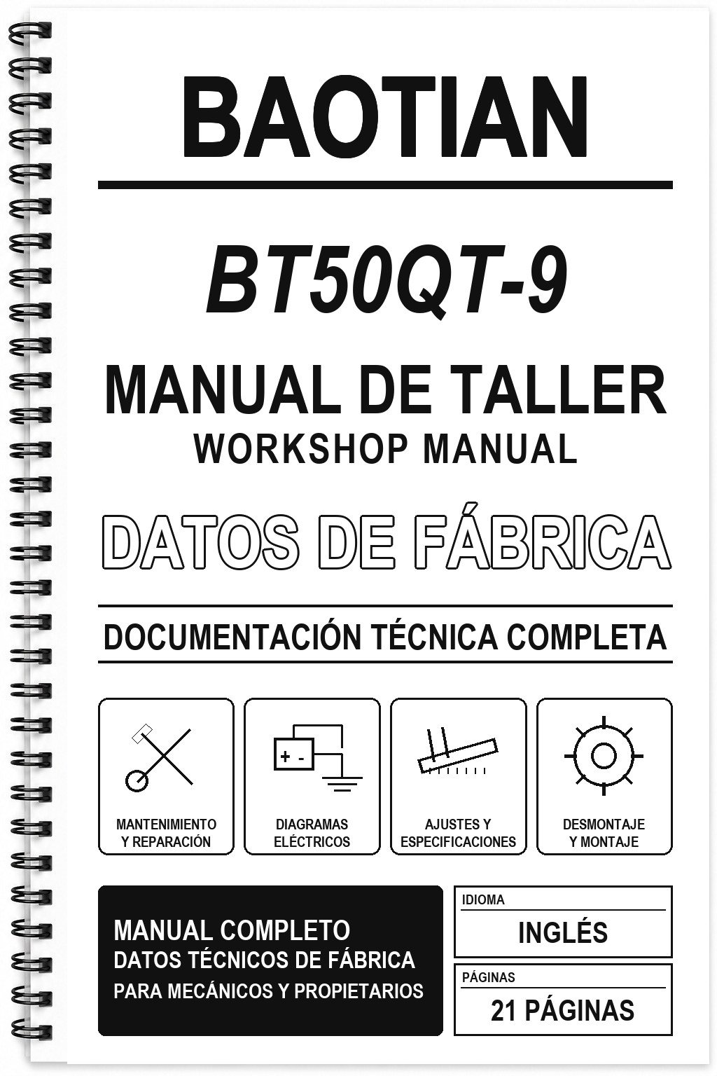 Manual de Taller Baotian BT50QT-9 (Inglés)